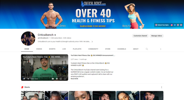 Screenshot of the Critical Bench Youtube channel