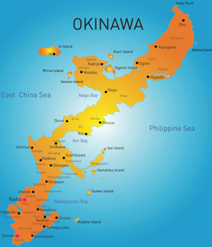 A map of Okinawa